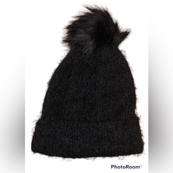 Black Pom Stocking Cap NEW NWT - Picture 1 of 2